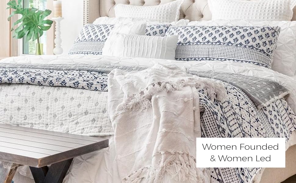 Ravello Pintuck Striped Comforter Set - Luxe 5 Piece Reversible Bedding Set - Glam & Farmhouse Inspired Bedroom - Full/ Queen, Neutral Stripe