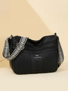 Classic Versatile Letter Decor Multi-Pocket Bag, Suitable for Work and Daily Use, Shoulder and Crossbody Carrying Options