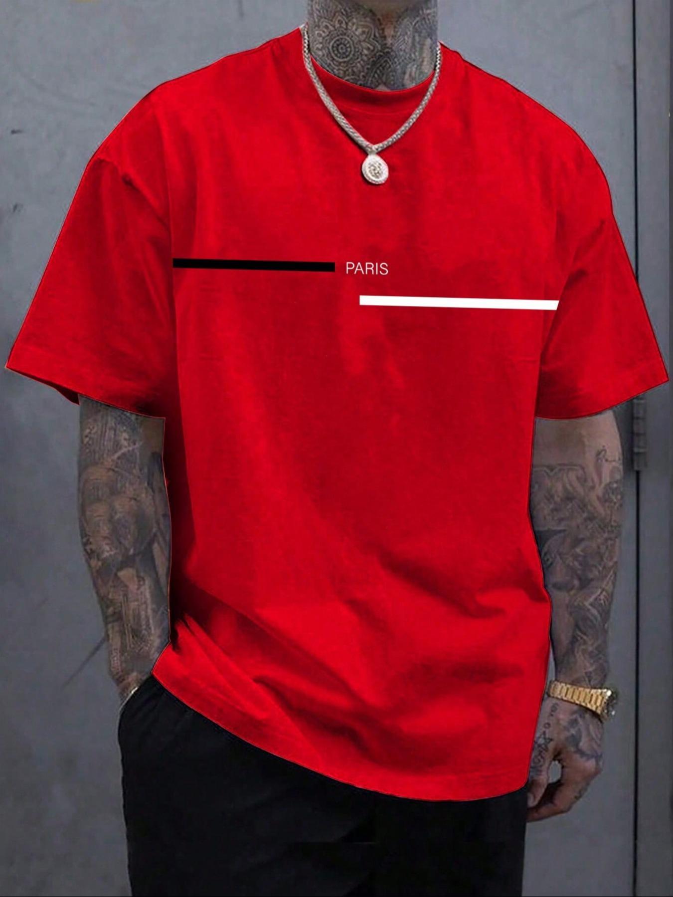 Men's Letter Print Round Neck Sleep Tee, Casual Short Sleeve Crew Neck Sleep Top for All Seasons, Regular Fit Sleepwear for Men, Fitted, Menswear