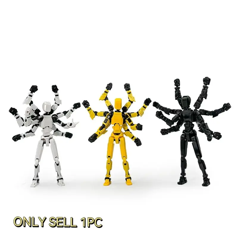 2026 3D Printed T13 Action Figure, Articulated figurines, Movable figurines, Multi-Jointed 8-Arm Transformable Doll, Gift for Gamers, Christmas Decor, DIY Assembled Robot Dummy Toy, Adjustable Joints Desktop Ornament, Stress Relief Gift for Teens & Adul