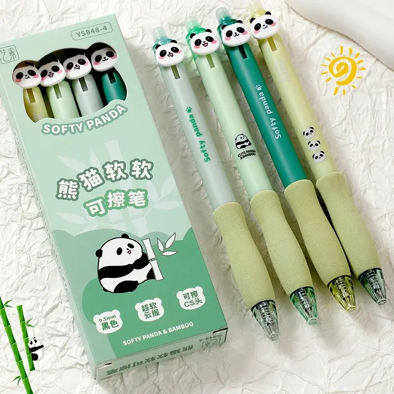 4-Pack Panda Touch Soft Erasable Pens, High-Value Thermal Neutral Pens, Palm Protector, No Calluses, Comfortable Writing
