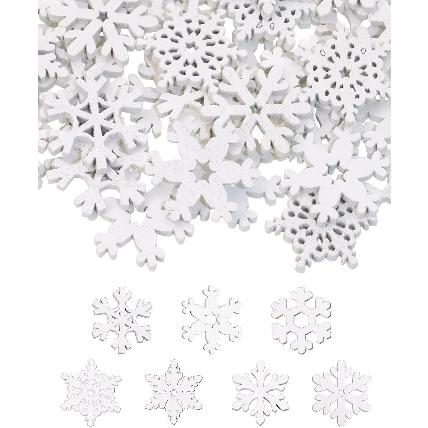 80 count Snowflake Decorations  Slices Ornaments Christmas Cutouts Buttons Tags for Xmas Tree  Painting DIY Crafts Projects Gifts Bags Holiday Party School  Activity, 20MM, White