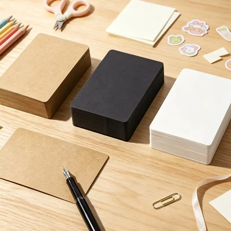 50/100pcs Thick Blank Kraft Paper Cards, DIY Postcards, Doodles, Bookmarks, Greeting Cards, 3 Colors Available, Perfect for Crafts
