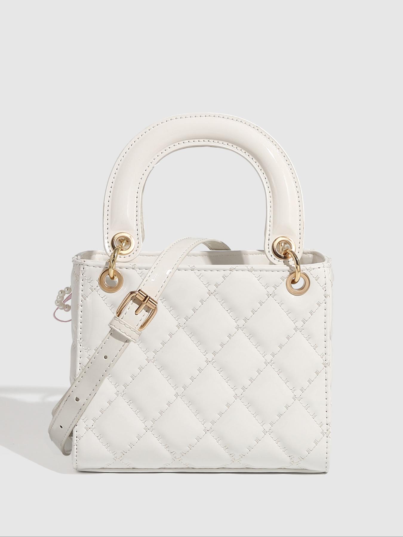 Women's Fashionable Cherry Decorated Quilted Crossbody Bag, Casual PU Leather Shoulder Bag for Daily Used, Trendy Versatile High-quality Daily Commuting Bag