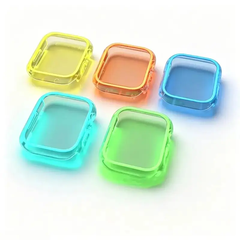 2/1PCS Clear Hollow Out Glow In The Dark Protective Case, Shockproof Slim Cover Compatible with Apple Watch Series 1-11 Ultra SE All Models (No watch) Wearable Accessory Wearable Tech Accessories