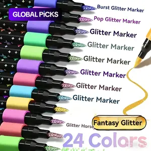 24/48 Dual-Ended Glitter Marker Pens, Art Markers, Quick-Dry Gel Ink, Fine Tip, Ideal for Scrapbooking, Card Making, Journaling, Artist Supplies #GLOBAL PICKS