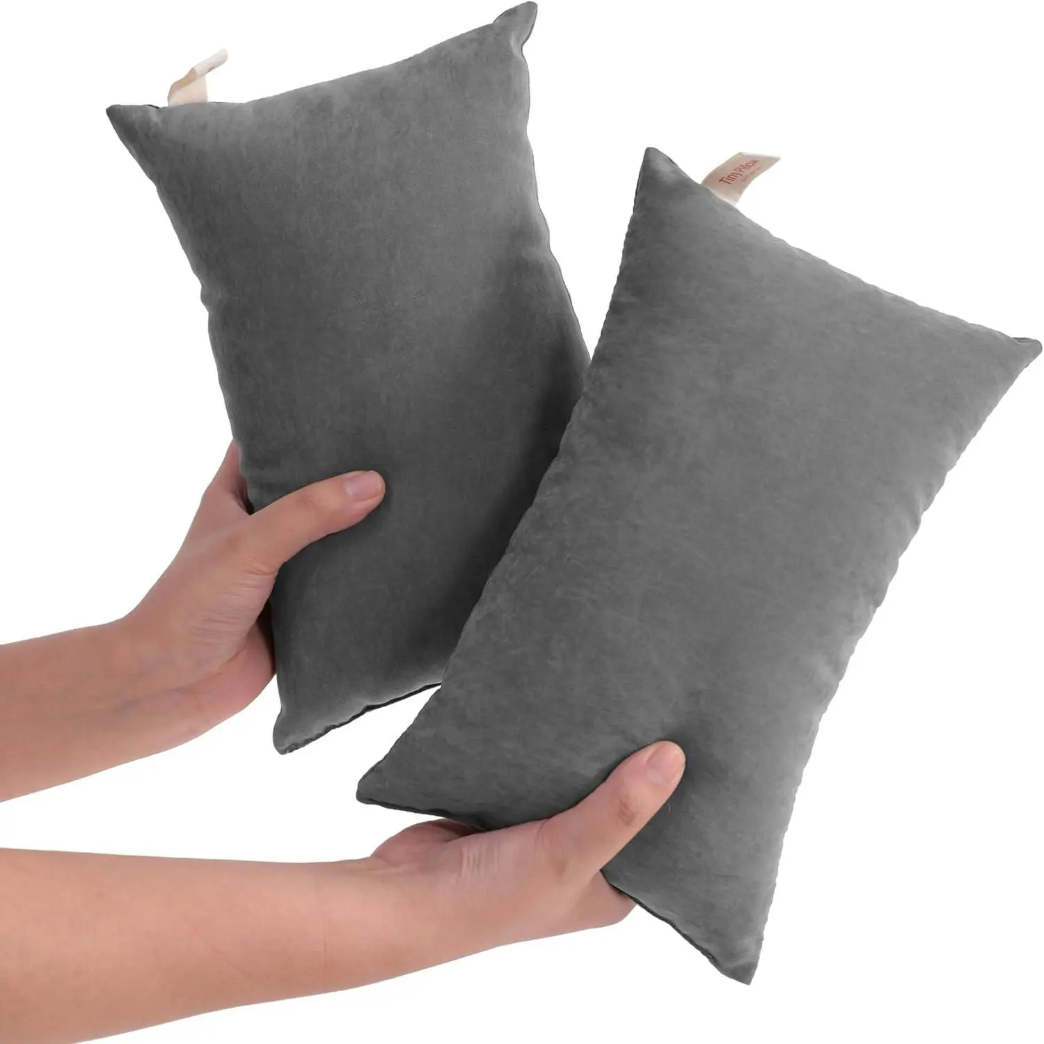 Tiny 7x11 Inch Microfiber Pillows with Down-Alternative Fill, Set of 2, Dark Grey - Mini Decorative Pillow Inserts for Small Cases, Travel, Crafts, and DecorGift