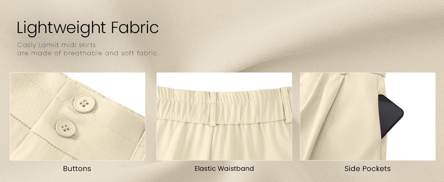 Casly Lamiit Women's Midi Skirt High Waist A Line Pleated Flare Business Casual Skirts with Pockets for Office Dating #Springfresh