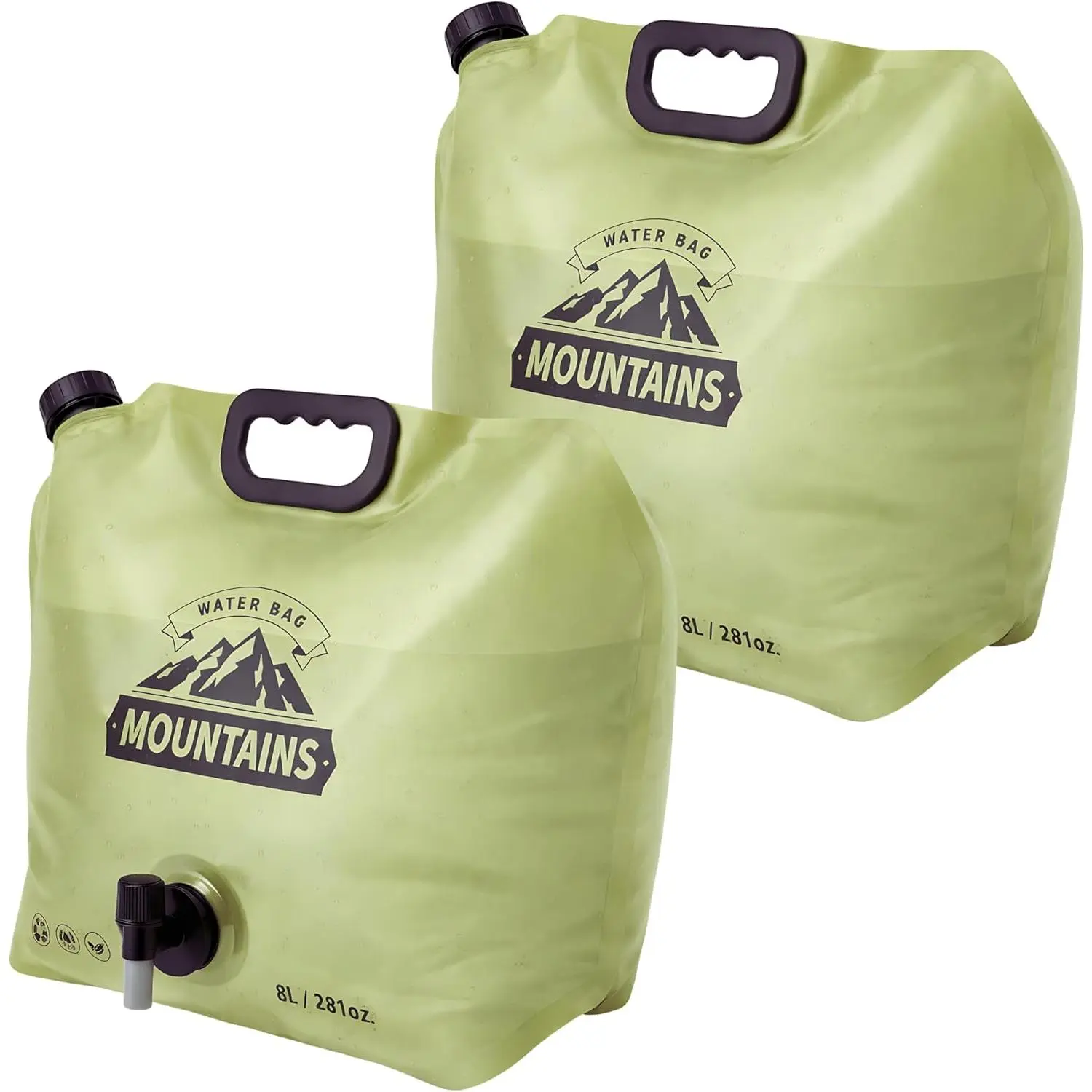 sportsCamping Water Container 2 Gallon Collapsible Water Jug with Spout - Reusable Plastic Flasks, Foldable Empty Gallon Jug for Water Storage, Water Bag for Outdoor Hiking Emergency Prep (2 Pack)