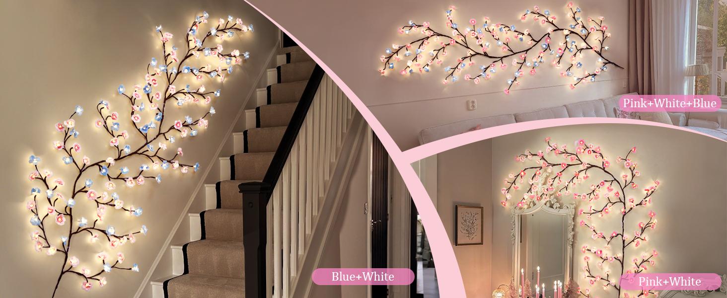 BASIC SUPPLY DIY Cherry Enchanted Willow Vine Lights,4 FT 48 LED Cherry Blossom Lights with Remote Timer,8 Lighting Modes,LED Tree Branch Light for Wall,Cherry Blossom Wall Decor for Bedroom Living Room Window BASIC SUPPLY DIY Cherry Enchanted Willow Vine Lights,4 FT 48 LED Cherry Blossom Lights with Remote Timer,8 Lighting Modes,LED Tree Branch Light for Wall,Cherry Blossom Wall Decor for Bedroom Living Room Window