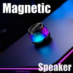 Mini Magnetic Bluetooth Speaker with RGB Lights – Portable Wireless Stereo Speaker, Rechargeable Battery, Small Outdoor LED Speaker, Great Gift for Family & Friends