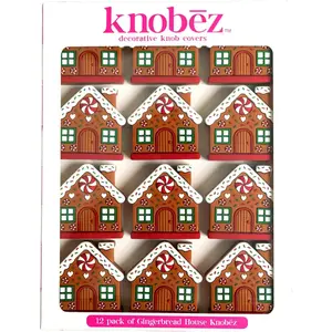 Knobēz: Decorative Knob Covers - Gingerbread House - 12pk - Stretch Over Hardware Decorations, Holiday-Winter-Christmas, Kitchen-Bathroom-Dresser-Home