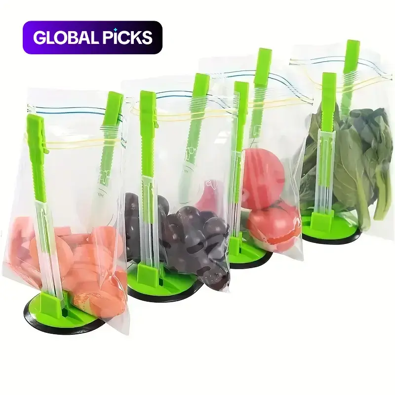 Kitchen Food Storage Bag Holder, 2pcs Portable Adjustable Food Preservation Bag Storage Rack, Plastic Kitchen Storage Organizer for Home Use, Kitchen Utensils, Home Organization Containers