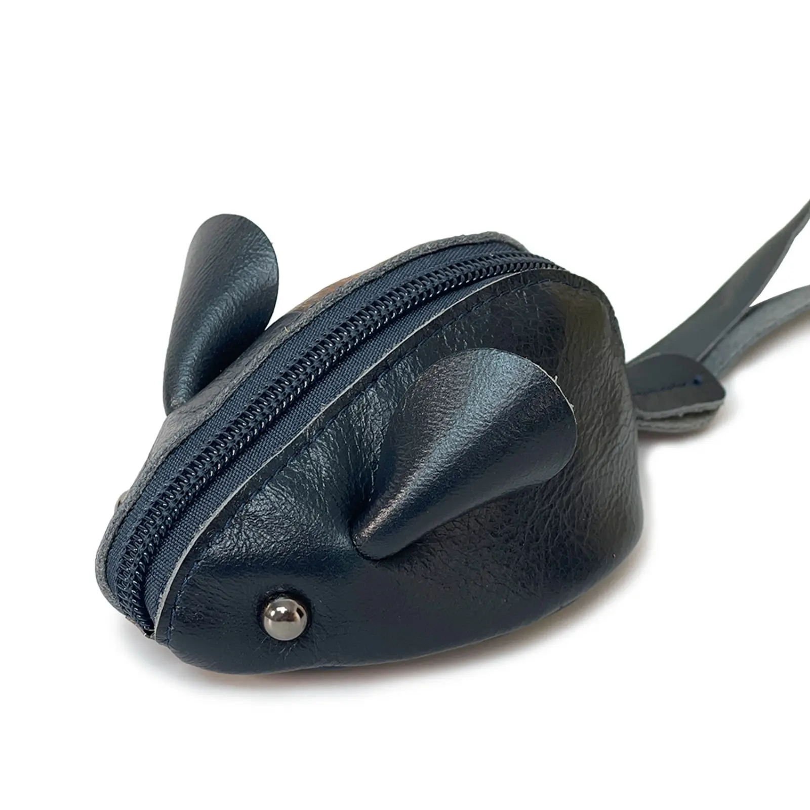 Viral Cute Mouse-Shaped Textured Faux Leather Zippered Pouch - Coin Key Pouch with Portable Hand Strap, Textured Surface Small Storage Bag for Women’s Daily Travel, Sports & Outdoor Camping Use