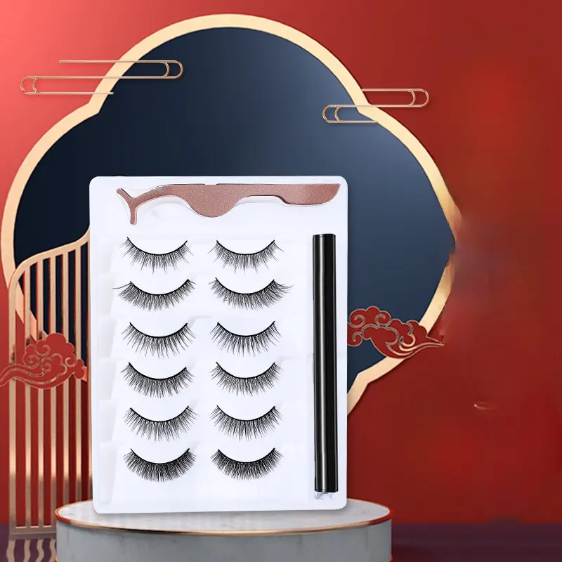 Magnetic Eyelashes Set No Glue Natural 6 Pairs Fluffy Reusable Easy Application