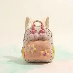 Graduation Season Japanese Cute Strawberry Star Color Block Mini Backpack for Little Girls, Dopamine Style Lightweight Double Shoulder Bag for Toddler Kids Ages 3-6, Casual Travel Daypack for Preschool Kindergarten