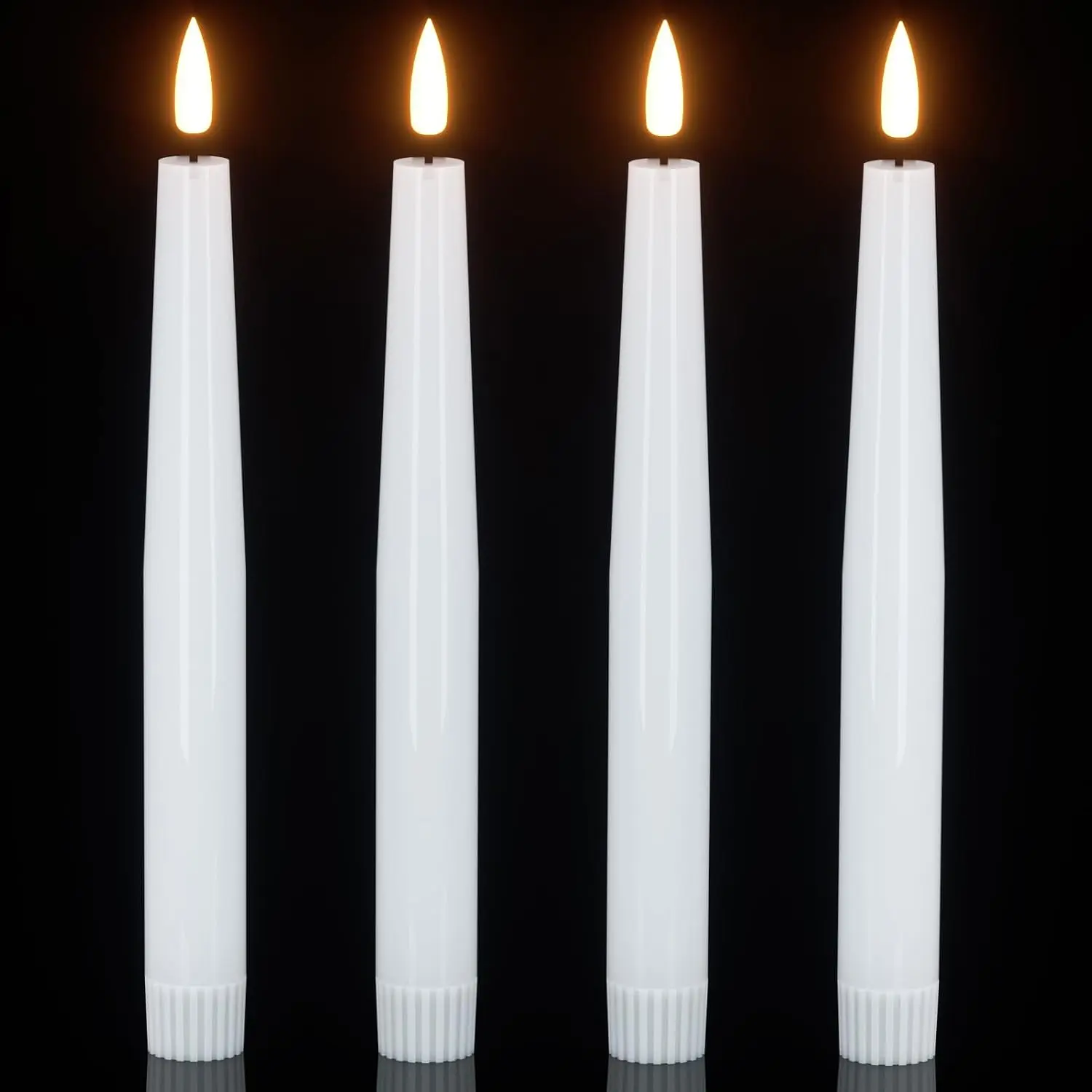 Flameless Taper Candles  Operated with Timer White | LED Taper Candles, Flameless Candlesticks, Real Wax,  Candles, Wedding Christmas Party Decor, 4 Pack, 0.78 x 8.1 In