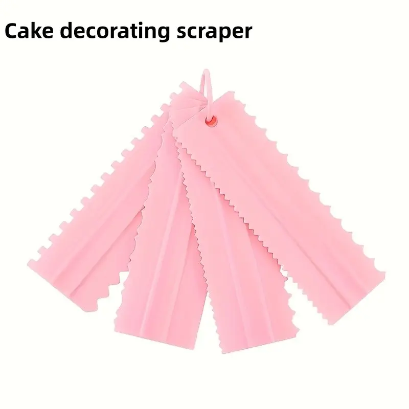 4-Piece Cake Spatula Set with 8 Patterns, Large Plastic Cream Decorating Kit, DIY Food Tool for Cake Decoration, Buttercream & Smoothie Packaging