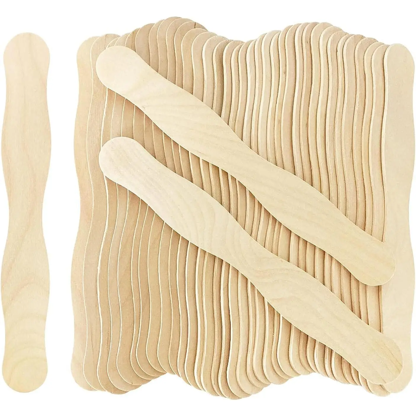 100 Pcs 8 Inch Wooden Fan Handles Jumbo Craft Sticks for Wedding Programs, Paint Mixing Crafts, Home Art Projects and Classroom Art Supplies