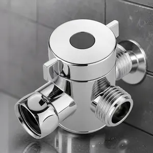 G1/2 Thread Dual Outlet Shower Adapter Valve, No-Tool Quick Connect for Bidet Sprayer & Standard Shower, Eco Brass 3-Way Diverter Tap Fitting