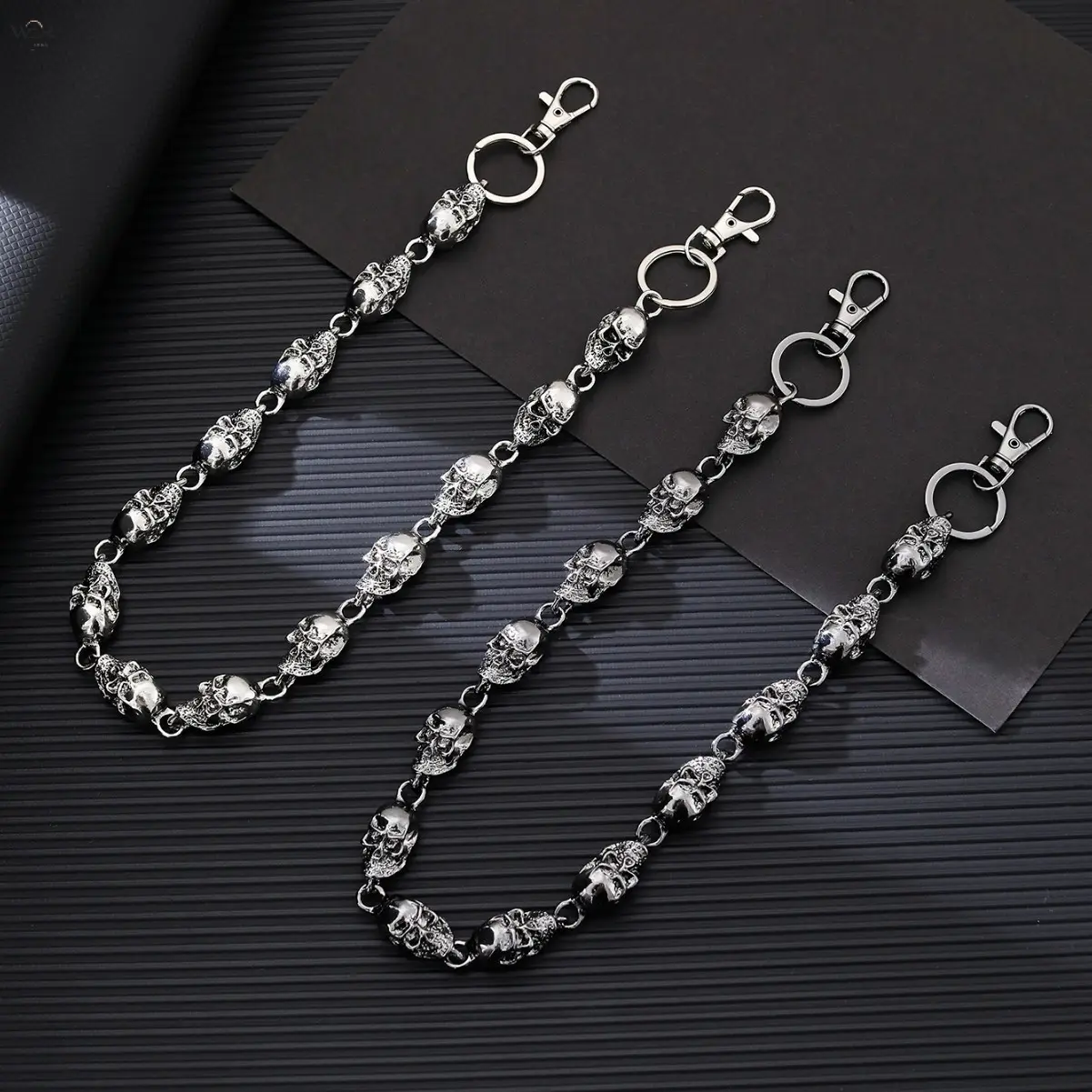 4 Colors Gothic Skull Pant Chain, Vintage Metal Skull Link Trouser Wallet Chain with Dual Lobster Clasps, Punk Rock Jeans Decor Waist Chain for Street Outfit Accessory