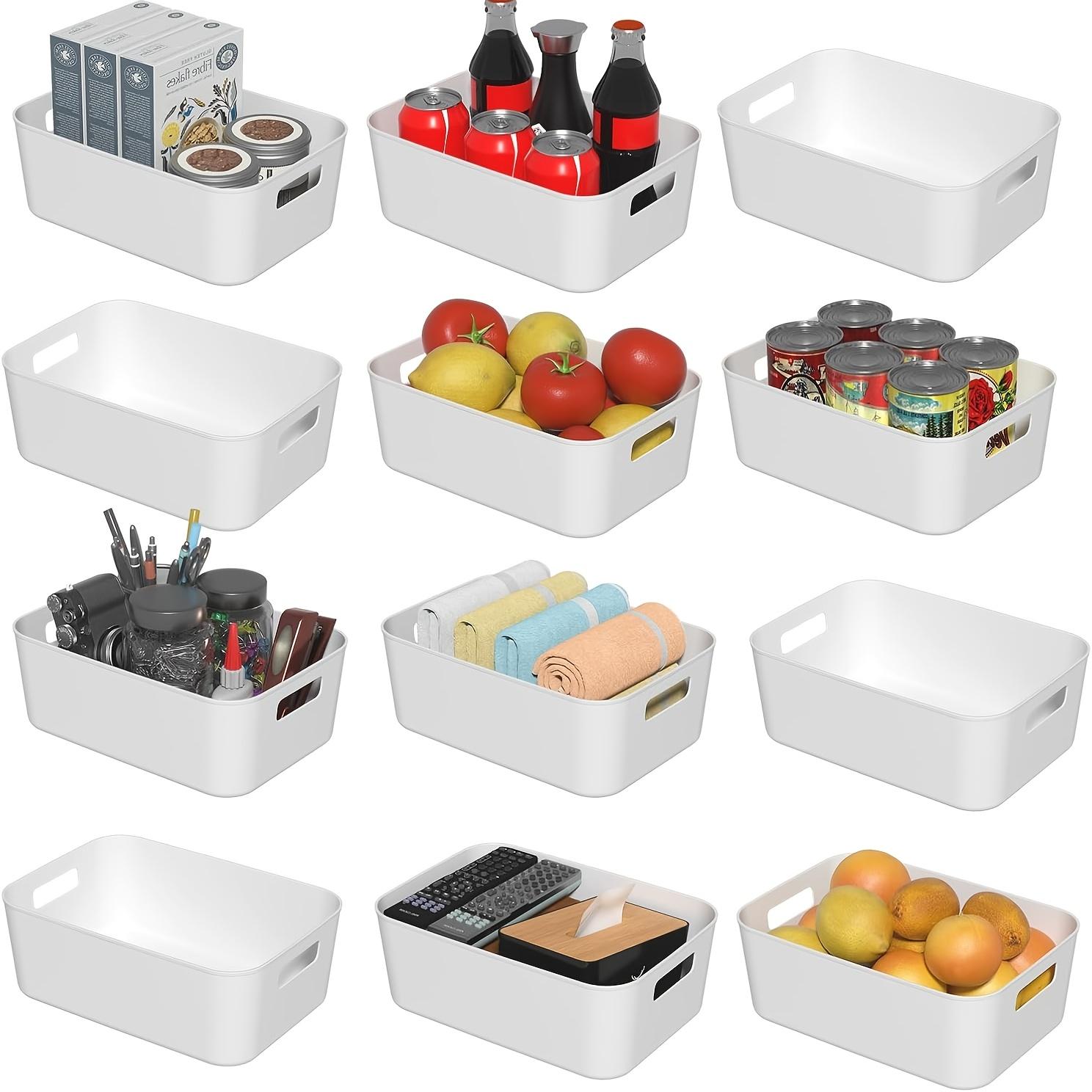 12-pack Plastic Storage Boxes, Multi-purpose White Storage Boxes, Suitable for Cabinets, Pantry, Drawers, Wardrobes, Countertops Or Shelves