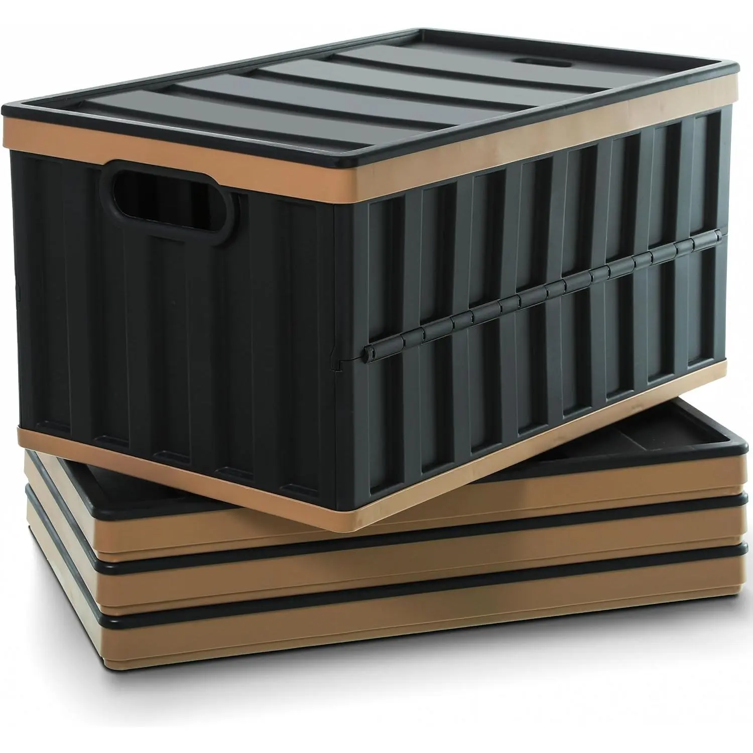 Collapsible Storage Bins with Lids Plastic Storage Containers for Organizing Stackable Storage BoxLarge Heavy Duty Utility Crates