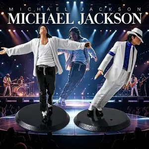 25cm 9in Michael Jackson Figure Smooth Criminal Moonwalk Action Figure Model Toy Michael Jackson White Suit Singing Scale Figure