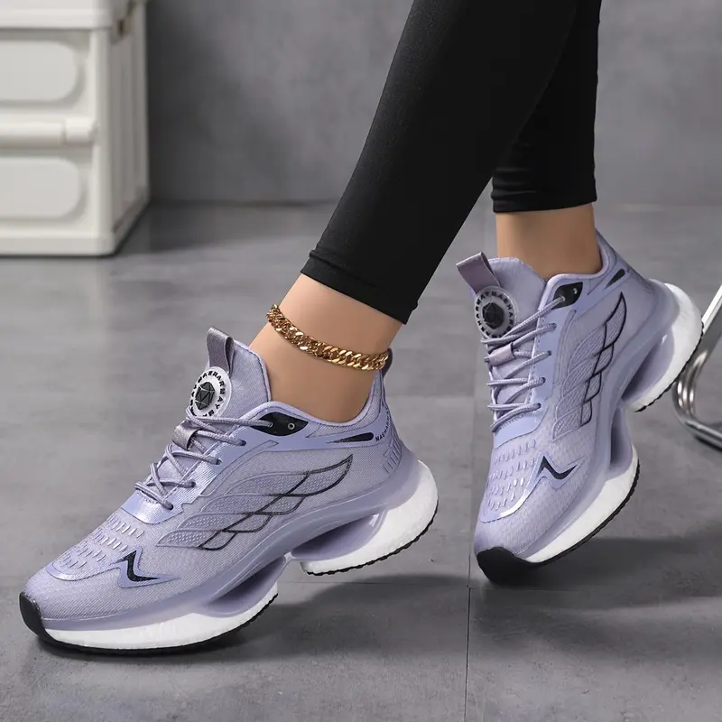BIGWIG Women's Knit Running Shoes - Size 6-12 Yarn Knitted Breathable Sneakers, Lightweight Lace-Up Low-Top, Shock-Absorbing Non-Slip Ethylene Vinyl Acetate Sole, All-Season Athletic Casual Shoes for Women