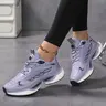 BIGWIG Women's Knit Running Shoes - Size 6-12 Yarn Knitted Breathable Sneakers, Lightweight Lace-Up Low-Top, Shock-Absorbing Non-Slip Ethylene Vinyl Acetate Sole, All-Season Athletic Casual Shoes for Women