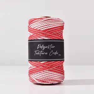 Bestselling 5mm 300g 63m Spool Dual Color Polyester Round Strand Rope, Ideal for Handmade Crochet Bags, Mesh Pockets, DIY Crafts