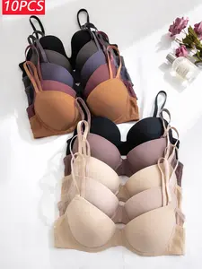 Multi-Pack Basic Bras with Underwire, Casual Fitted Nylon Bra with Adjustable Straps, Medium Support, Plain Design, All Seasons Wear Underwear, Breathable, Womenswear