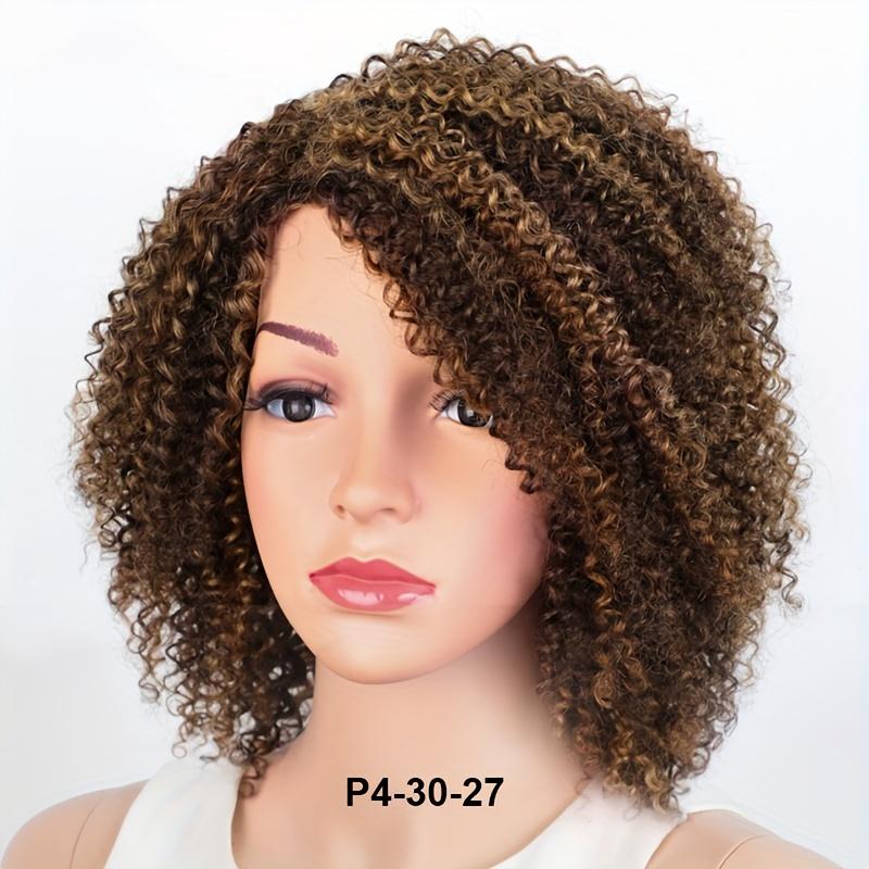 Fashion Brazilian Remy 180% Jerry Curly Short Pixie Bob Cut Human Hair Wigs - Highlight Kinky Curly Wigs For Women