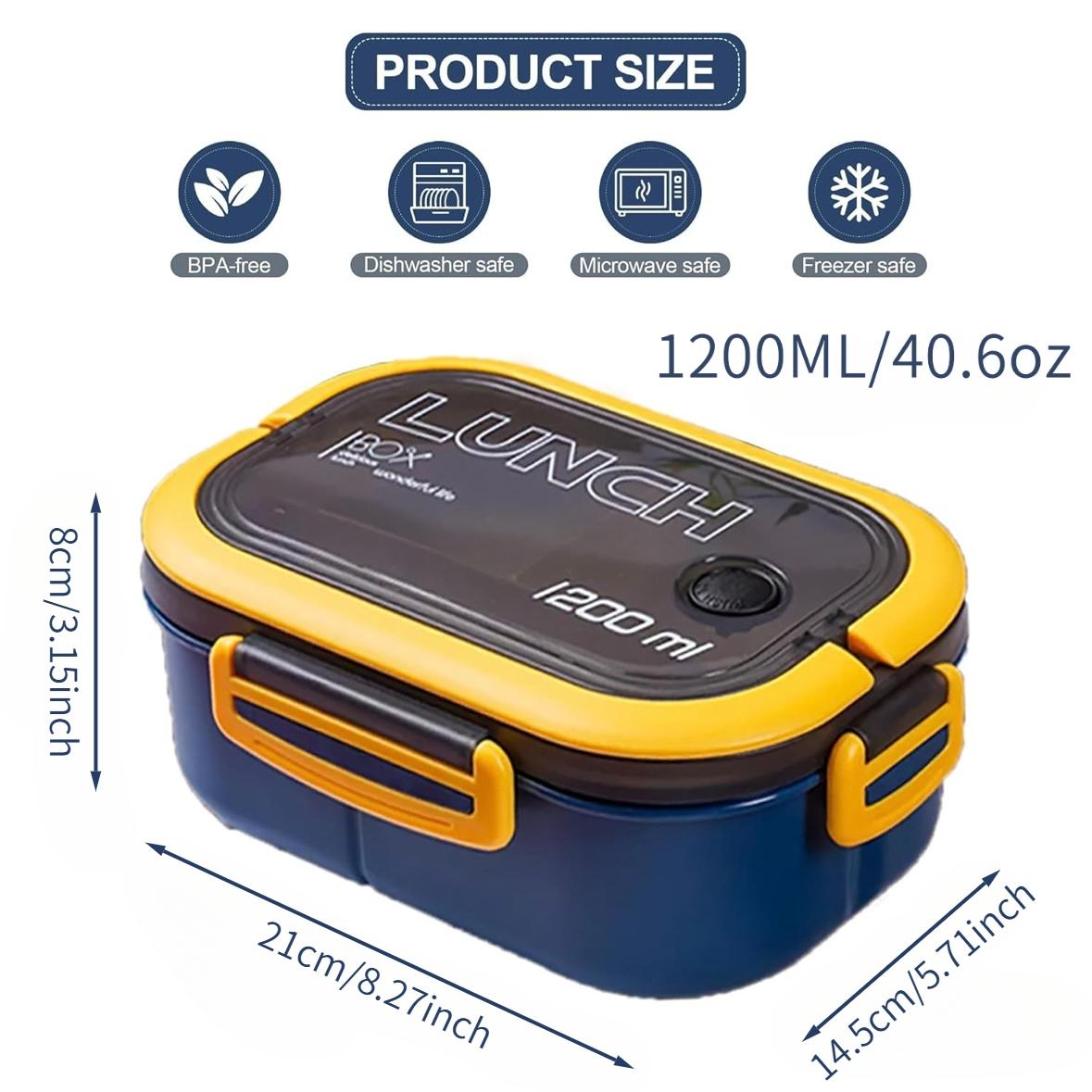 Double Layer Lunch Box with Compartments, Microwave Safe Reusable Plastic Food Container Set, Durable & Dishwasher Friendly, Ideal for School Work Use