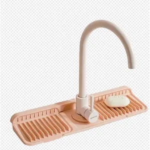 Faucet splash guard mat, non-slip sink drain mat, quick-drying bathroom and kitchen sink protector, easy-to-clean surface, compatible with single-hole faucets, suitable for kitchens, bathroom vanities, and laundry rooms