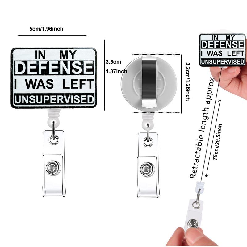Slogan Graphic Badge Reel, Retractable Badge Reel with Clip, Identification Badge Holder for Nurses, Doctors, Students, Office Staff, School Supplies 2024, Retractable Badge Holders