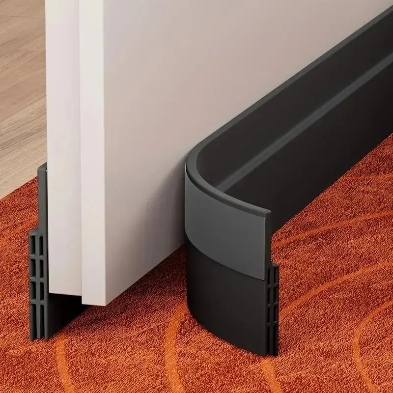 Adjustable Silicone Door Draft Stopper Door Draft Blocker Weatherproof Bottom Seal Strip Indoor Outdoor Use Energy Saving Block Drafts Air Noise AC Leaks Fits Standard Doors