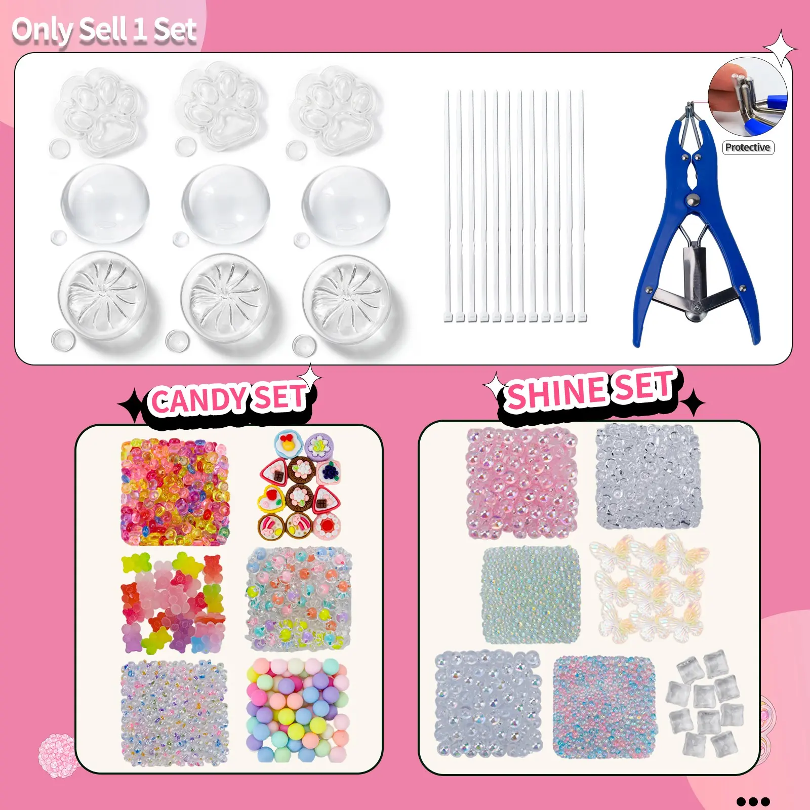 DIY Handmade Making Stress Ball Kit, Includes 6/7 Accessories, 9 Transparent Balls, Expander Tool, 12 Straps, Unisex, No Battery Required