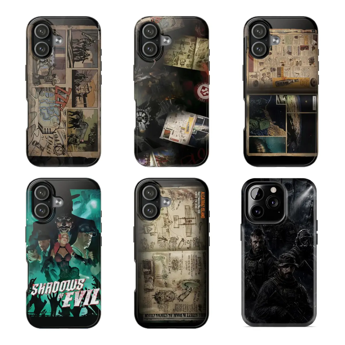 C-Custom Call of Duty Zombies Phone Case – Black Ops CoD Map Design Phone Cover Suitable for iPhone 17/16/15/14/13/12/11 Pro Max/Plusand Samsung Galaxy S23-26, shock-absorbing, anti-drop protective case, lightweight, new fashion trend design
