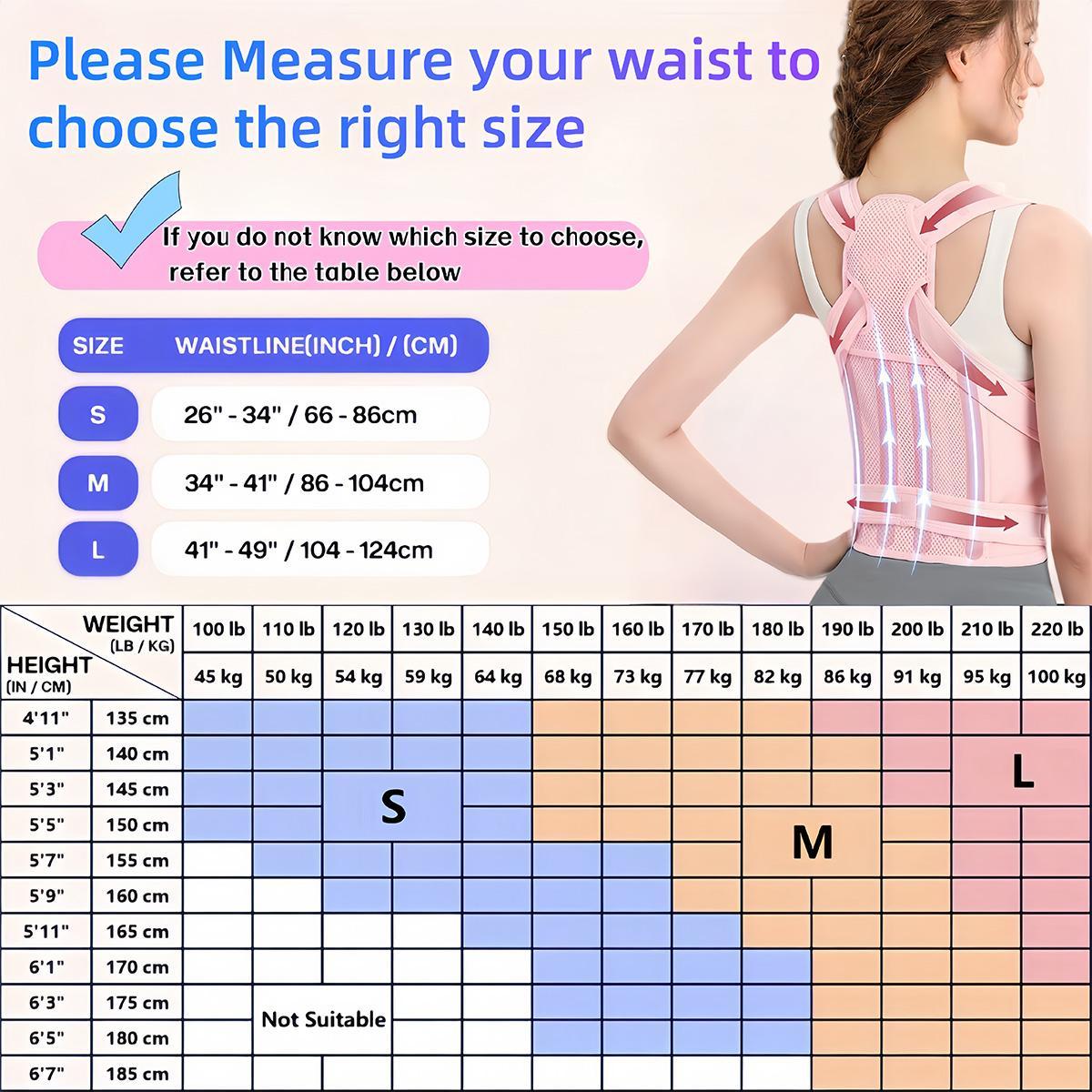 Women's Adjustable Full Back Posture Corrector Brace, Hunchback Orthotic, Posture Strap Support for Shoulder Stretch, Spine Alignment, Upper and Lower Back Pressure Relief, Waist Trimmer Belt for Healthcare, Posture Straightener