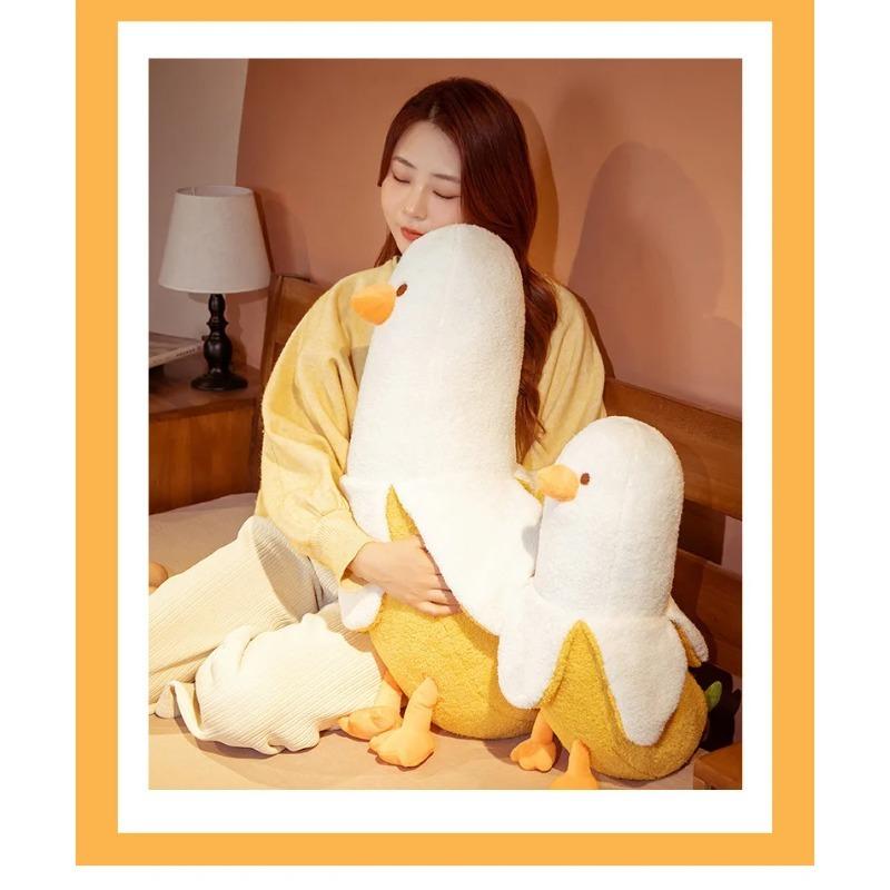 Quirky Banana Duck Pillow Sleeping Pillow Short Fury Cushion, Sofa Cushion Suitable for Home Decoration Chair Cushion
