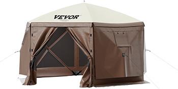 VEVOR Pop Up Gazebo Screen Tent, 6x6 ft Hexagon Pavilion with Mosquito Netting, Removable Wind Cloths & Mesh Windows for Patio and Outdoor Use