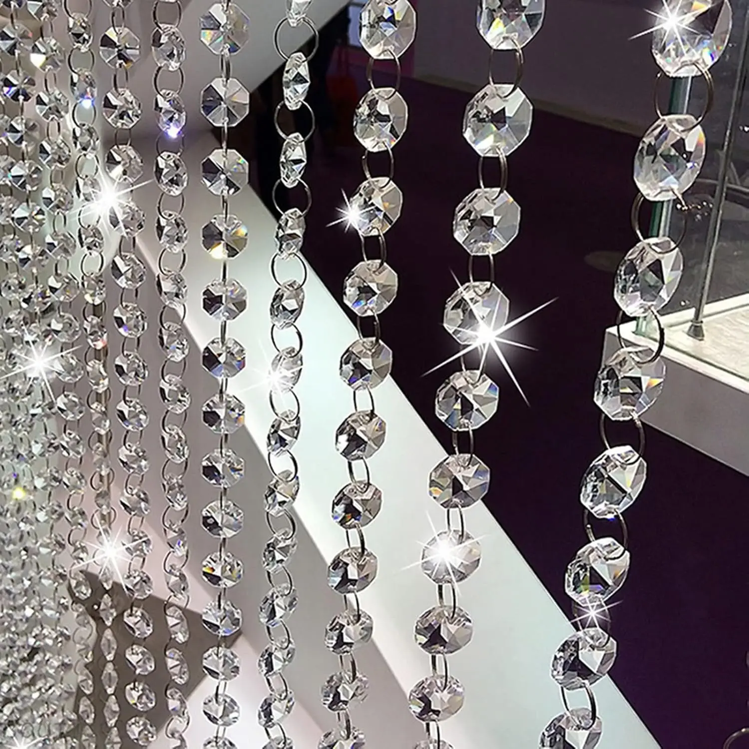 33ft Acrylic Crystal Beads Garland 14mm Chandelier Gem Beads Chain Hanging Crystals Beads Strings for Wedding Party Manzanita Centerpiece Christmas Treefidget toys