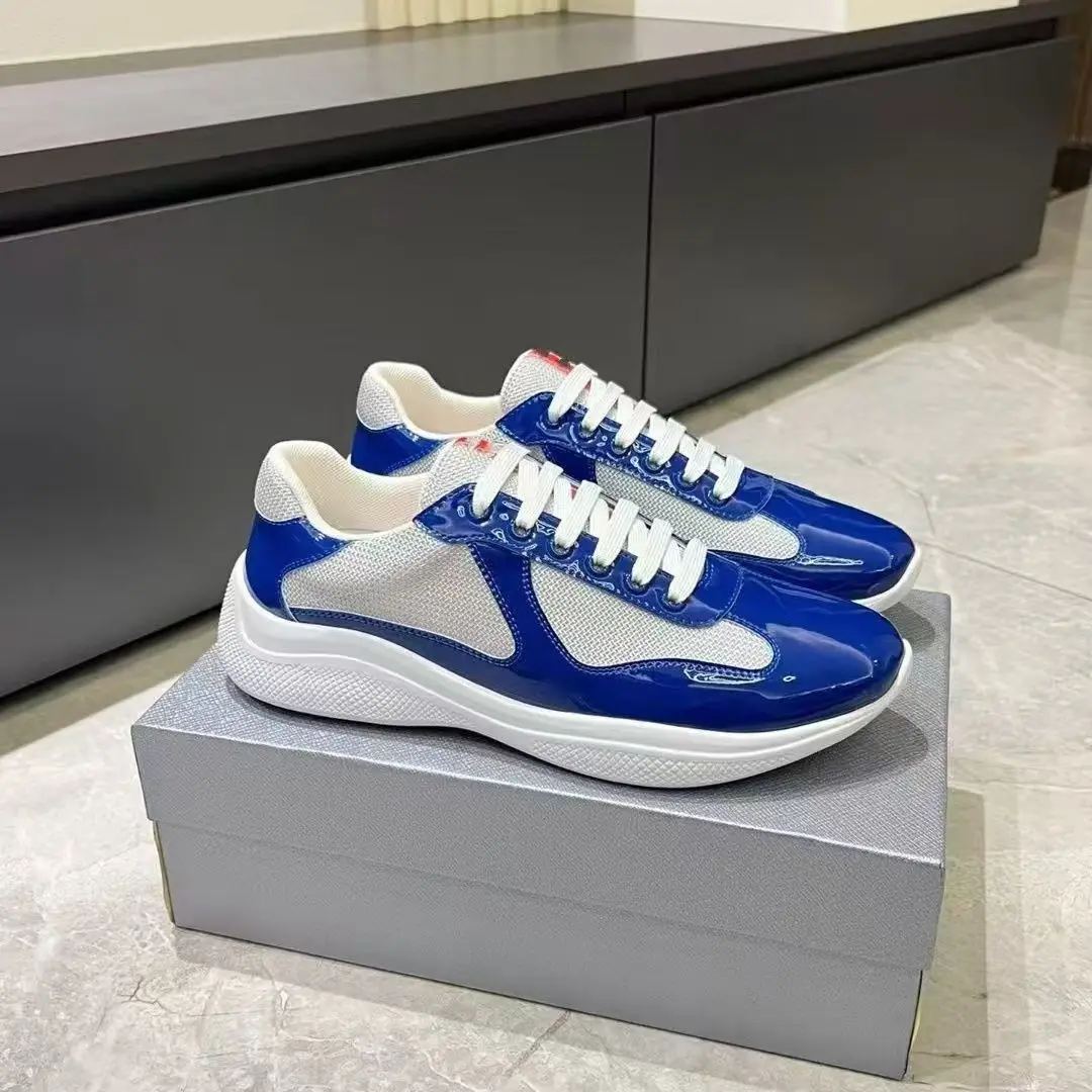 2026 Americas Cup P brand shiny leather mesh breathable casual fashion sports patent leather men's shoes