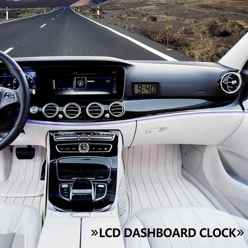 Compact Mini Digital Clock - Car Dashboard Time Display with Self-Adhesive Bracket for Vehicle Electronic Accessories