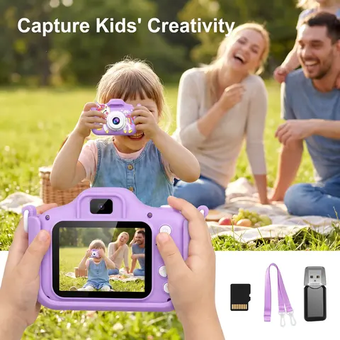 Cartoon Unicorn Heart Design Beginner Kid Camera Digital Camera Digicam, 1 Count Cute Video Recording Camera Toy with Memory Card & Card Reader, Perfect Gift for Daughter, Birthday & Holiday