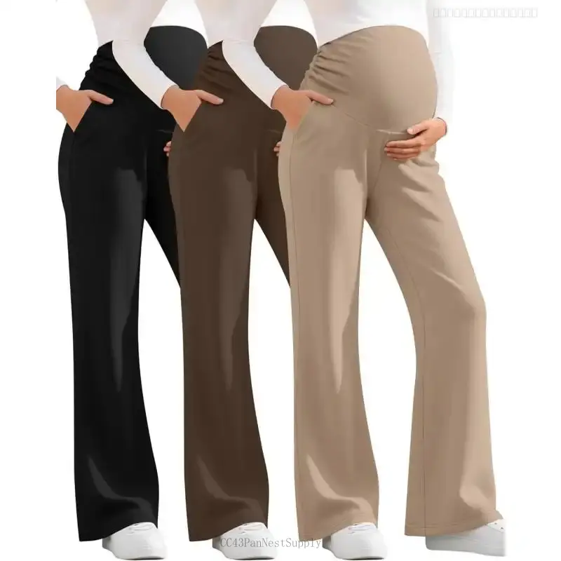 3 Pack Women's Maternity Pants Over The Belly Pregnancy Pants Comfy Bootcut Pregnant Sweatpants with PocketsFFSummitSupply7CC43PanNestSupply