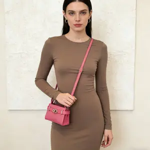 Women's PU Leather Crossbody Bag Elegant Mini Tote Bag Top Handle Shoulder Purse with Removable Strap and Snap Button for Office & Shopping