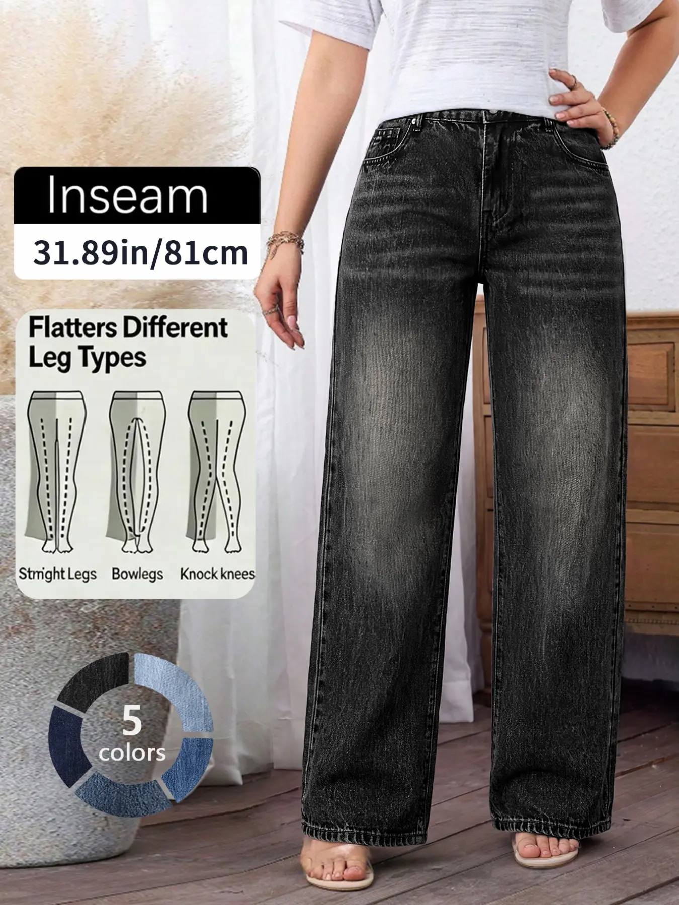 Women's Loose Straight Leg Low Waist Wide Leg Jeans, Essential Fall & Winter, Casual Travel, Music Festival, Daily Wear, Multiple Colors