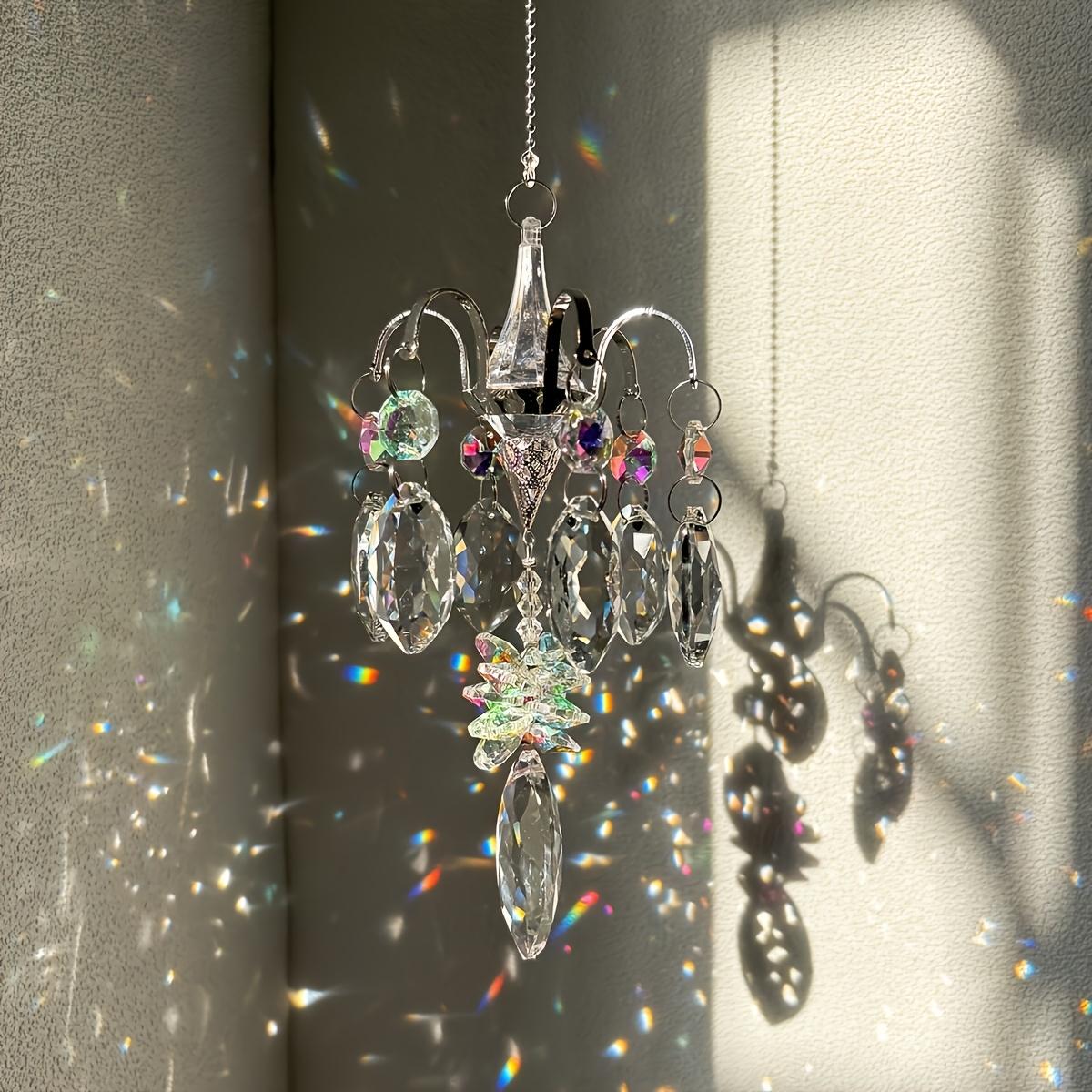 [Rainbow Crystal Ornament] Prism Rainbow Crystal Bead Chandelier Branch Mirror Hanging Ornament | Sun Catcher of Earth and Light Suitable for Home, Garden, Car Decor, Anniversary Gift, Party Gift, Christmas Present, Perfect Gift for Any Occasions